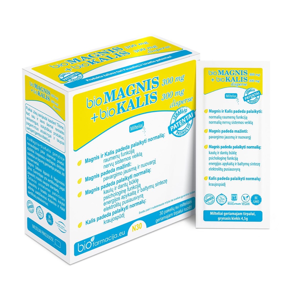 Biomagnis 300 mg + Biokalis 300 mg Milteliai, N30
