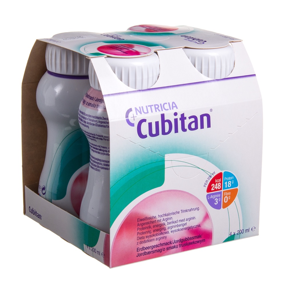 Nutricia Cubitan 200 ml, Braškių Skonio, 4 vnt.