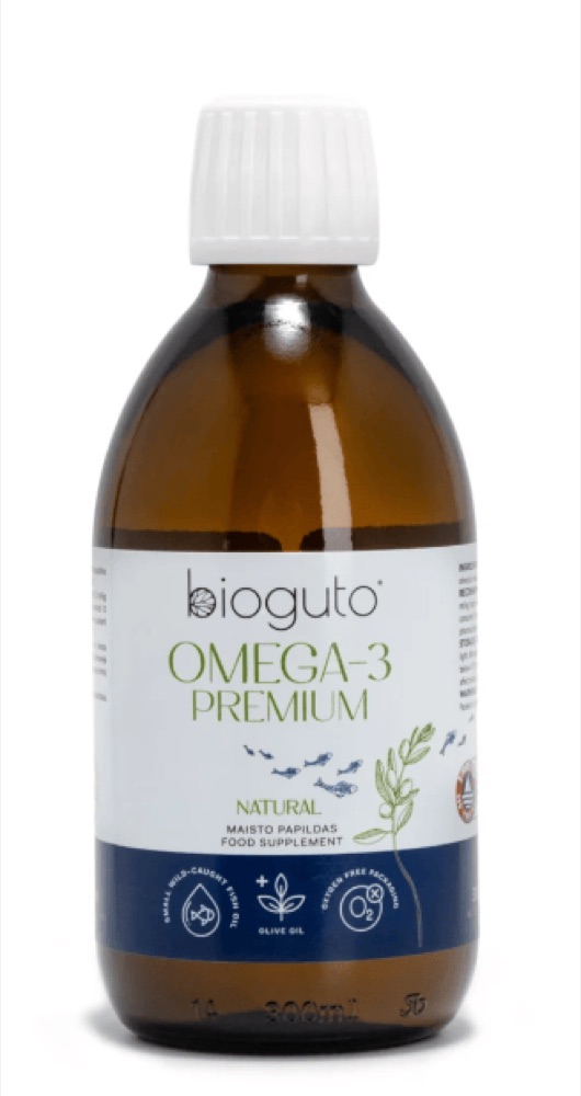 Bioguto Omega-3 Premium NATURAL žuvų taukai 300ml